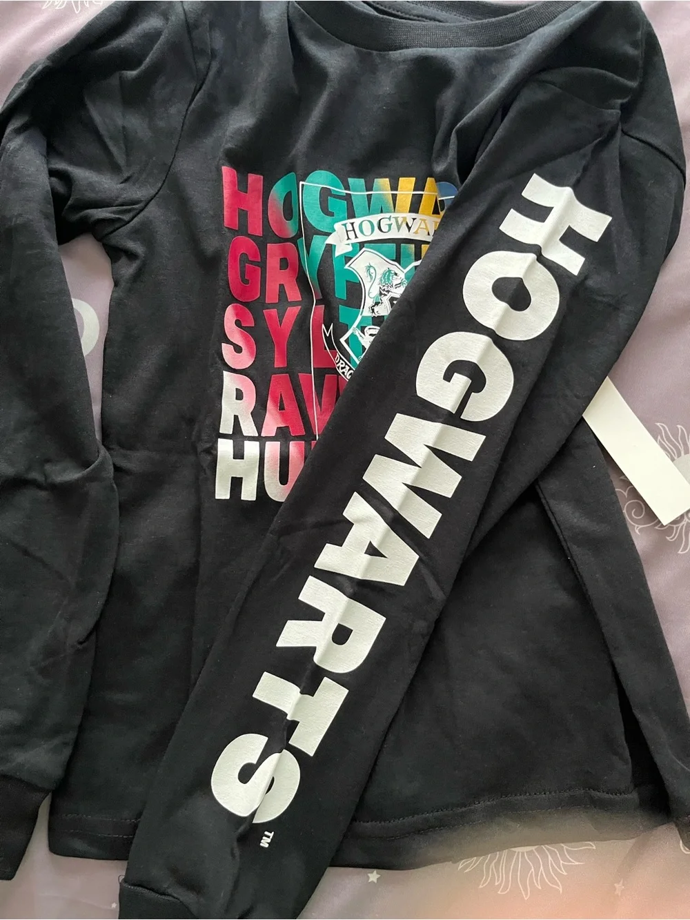 Harry Potter Kids' Black Long-Sleeve Hogwarts House Tee